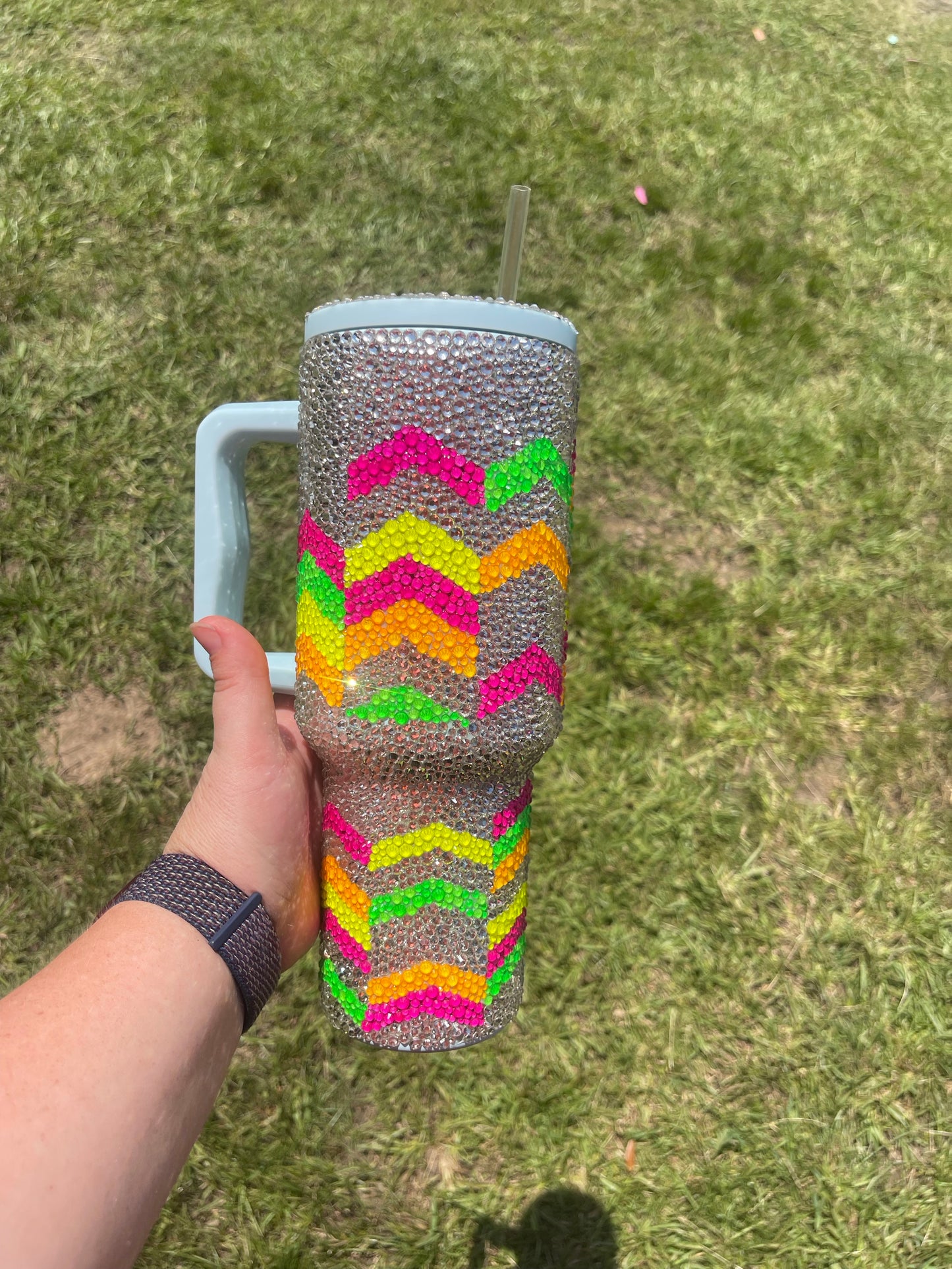 Neon chevron 40oz tumbler